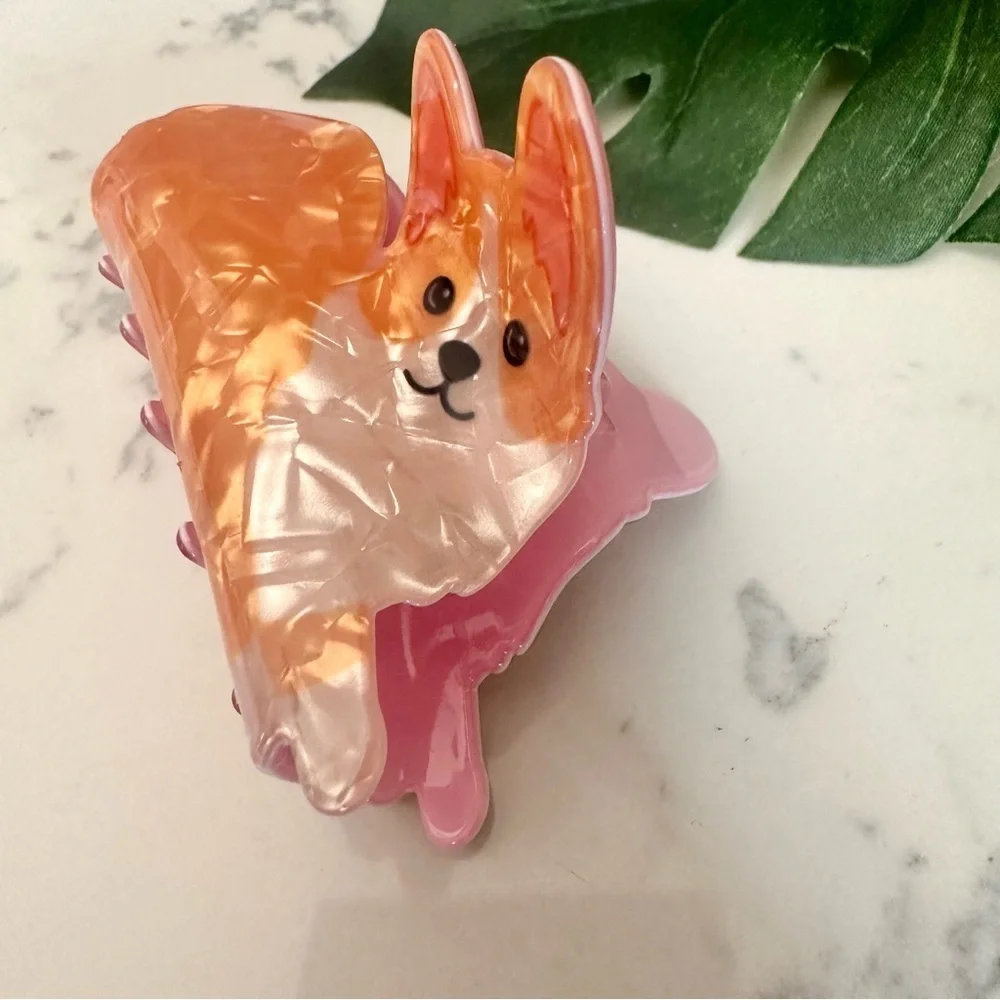 3/$22🩶  Corgi Dog Claw Clip Novelty Hair Accessory Acrylic Hair Clip Puppy NEW